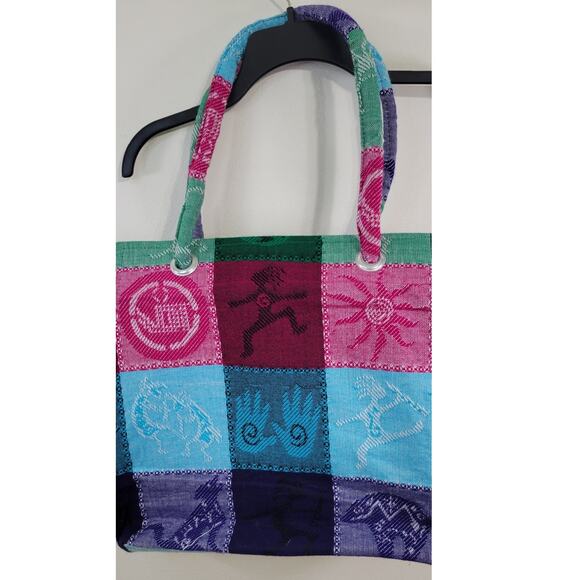 Manzanilla Mexico Tote Bag Colorful Zippered Tote Bright Fun Large Funky Tote - Picture 3 of 8